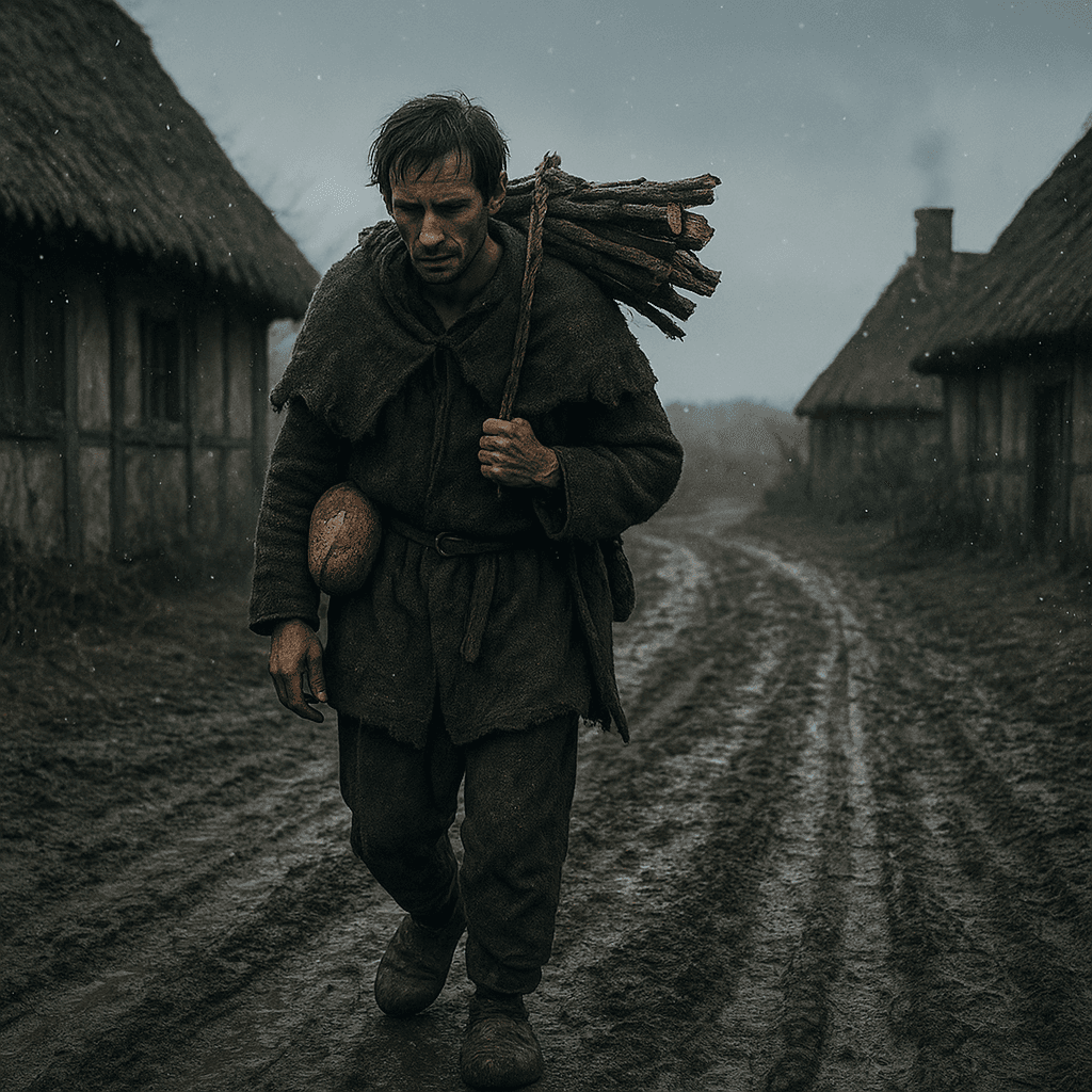 A cold medieval village before winter.